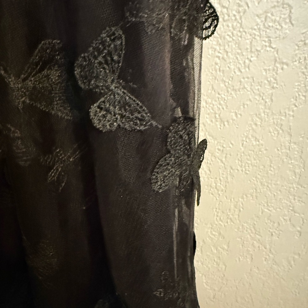Black 3D Butterfly Tulle Maxi Dress Corset Bodice Romantic Goth Fairycore Size 8 - Picture 6 of 16